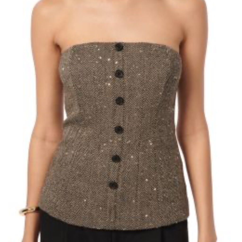 Sparkling Strapless Button-Up Top